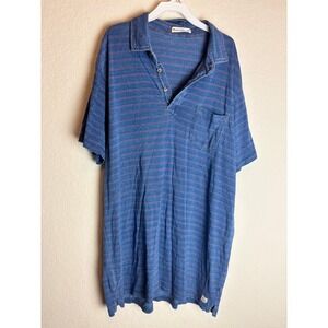 Marine Layer Mens Blue Red Striped Short Sleeve Pocket Polo Shirt Size ML